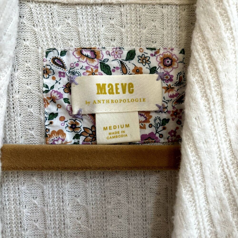 Anthropologie Maeve Faux Wrap Front Sweater Women's M Cream Ivory Warm Cozy - Picture 3 of 6